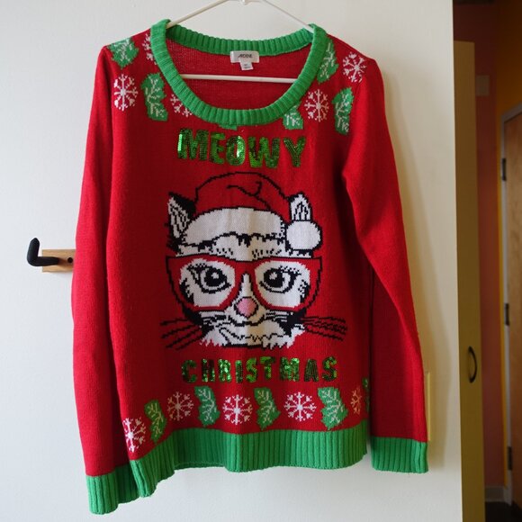 Ardene Meaowy Ugly Christmas Sweater Cat lady Xmas S SM Small - Picture 10 of 15